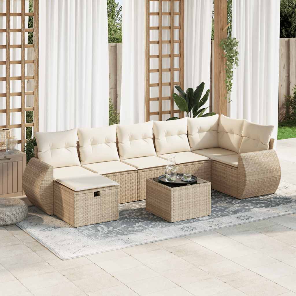 vidaXL Salon de jardin avec coussins 8 pcs beige résine tressée