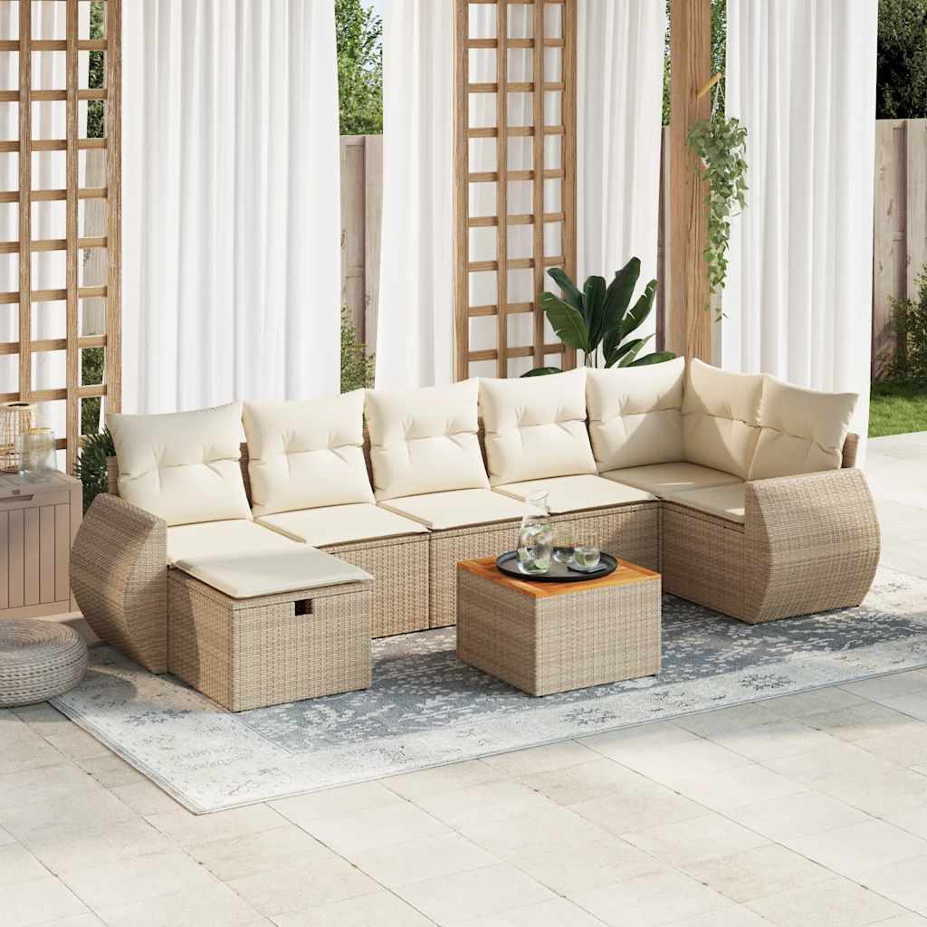 vidaXL Salon de jardin avec coussins 8 pcs beige résine tressée