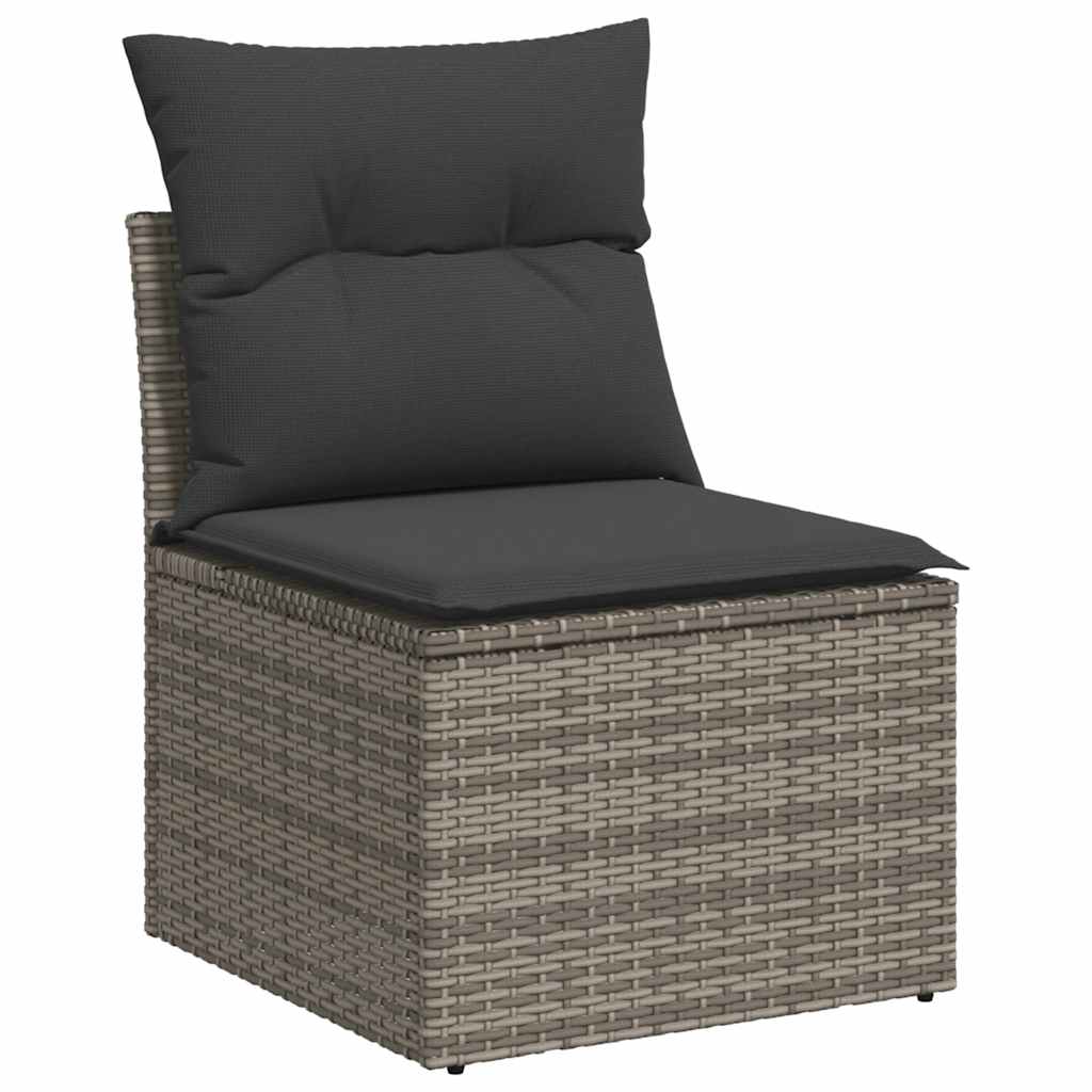 vidaXL Salon de jardin avec coussins 7 pcs gris résine tressée acacia - Image 5