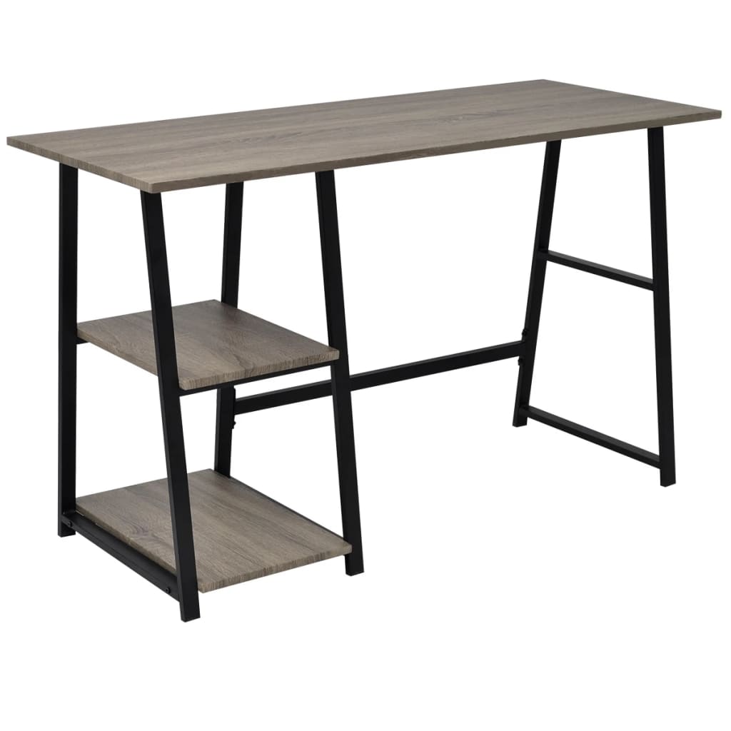 vidaXL Bureau avec 2 étagères Gris et chêne