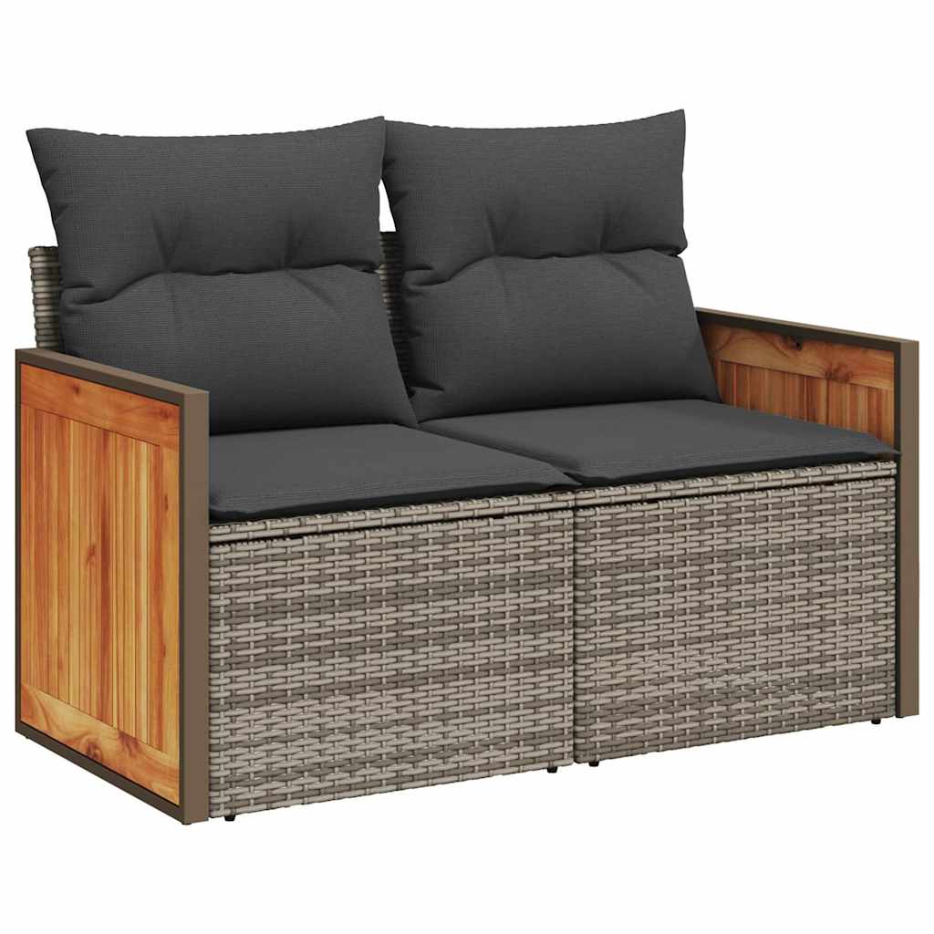 vidaXL Salon de jardin avec coussins 7 pcs gris résine tressée acacia - Image 5