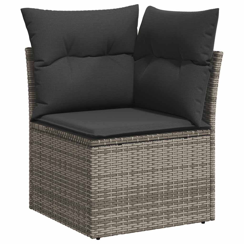 vidaXL Salon de jardin avec coussins 7 pcs gris résine tressée acacia - Image 4