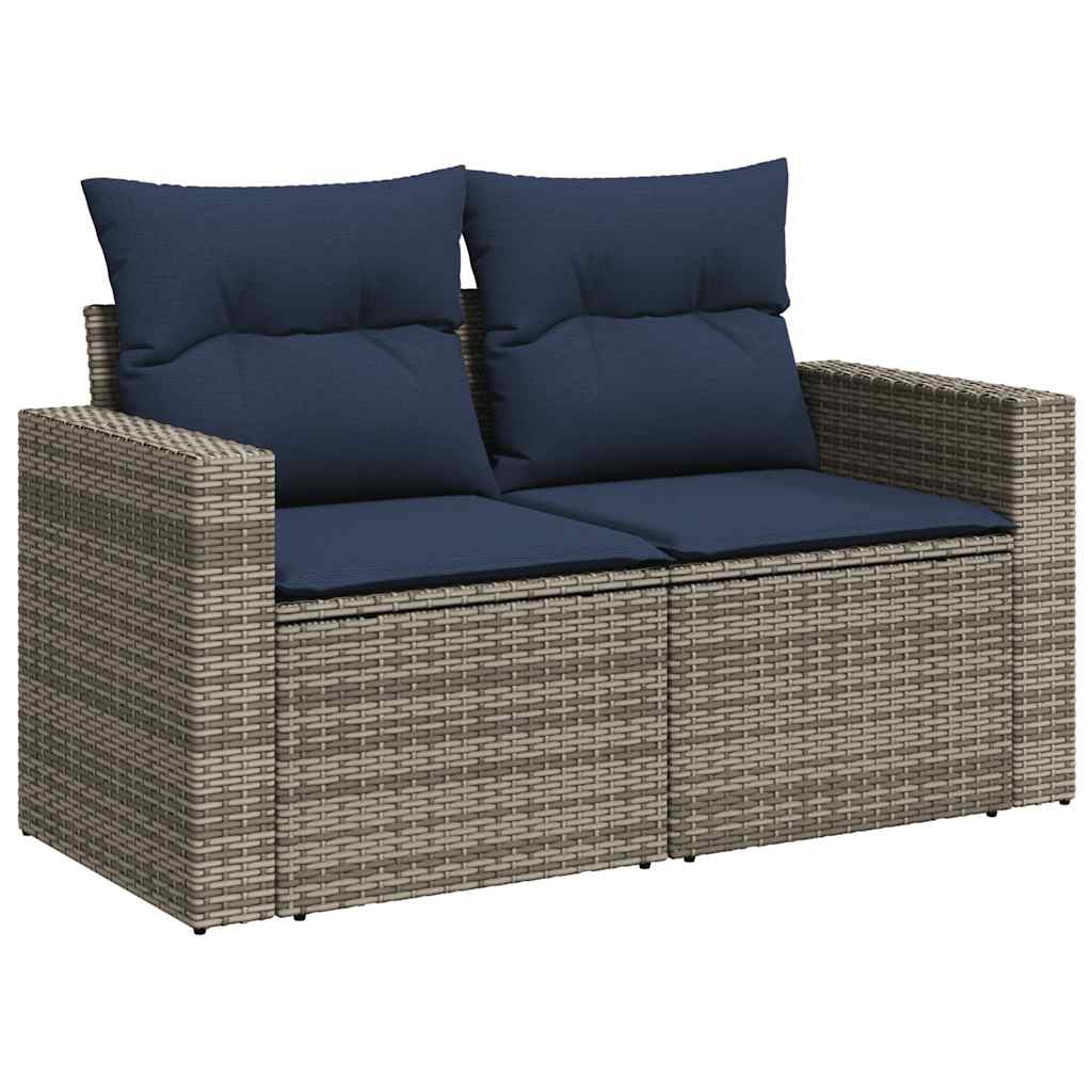 vidaXL Salon de jardin avec coussins 7 pcs gris résine tressée acacia - Image 3
