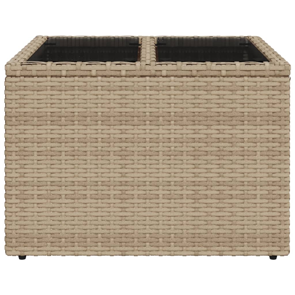 vidaXL Table de jardin dessus en verre beige 55x55x37cm résine tressée - Image 4