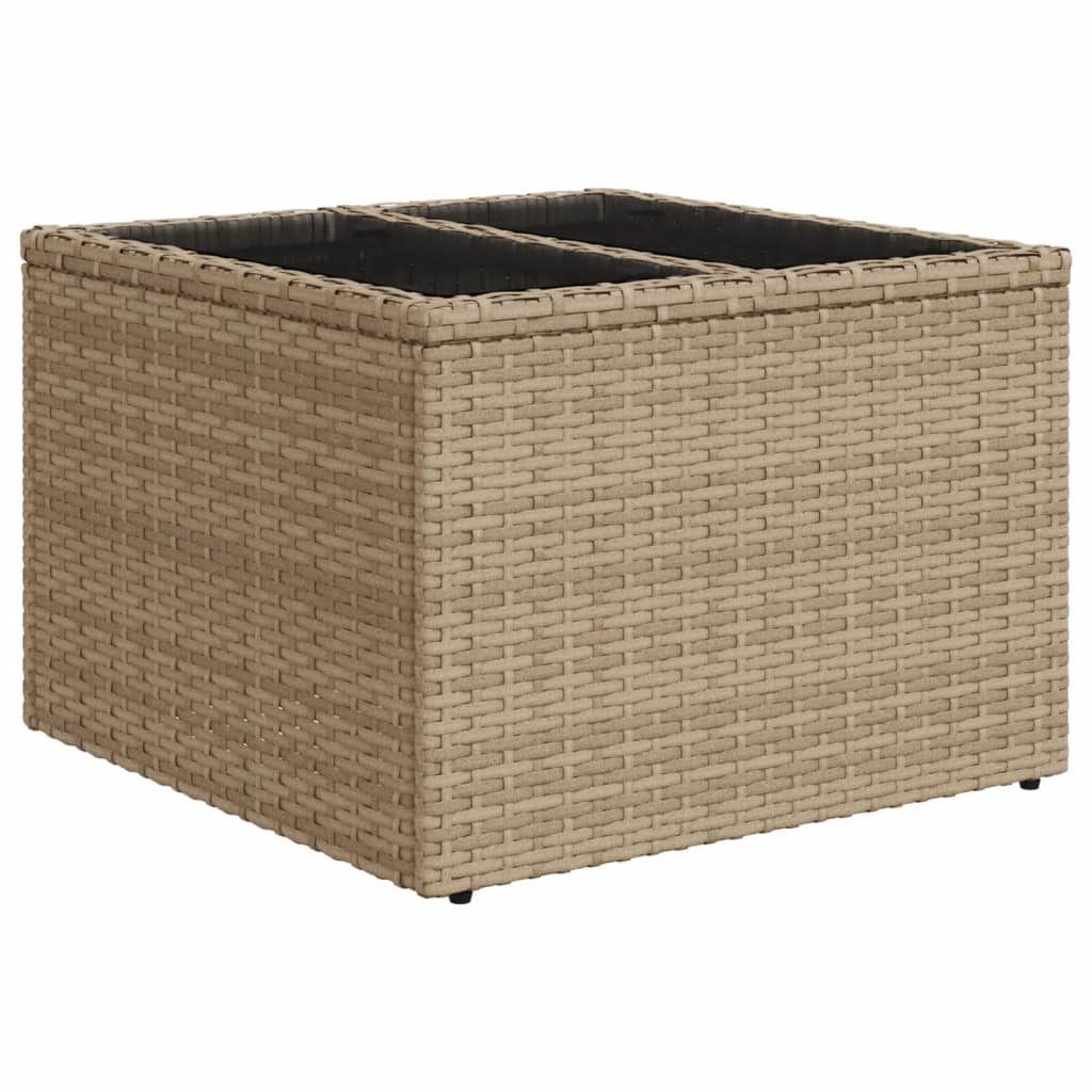 vidaXL Table de jardin dessus en verre beige 55x55x37cm résine tressée - Image 6