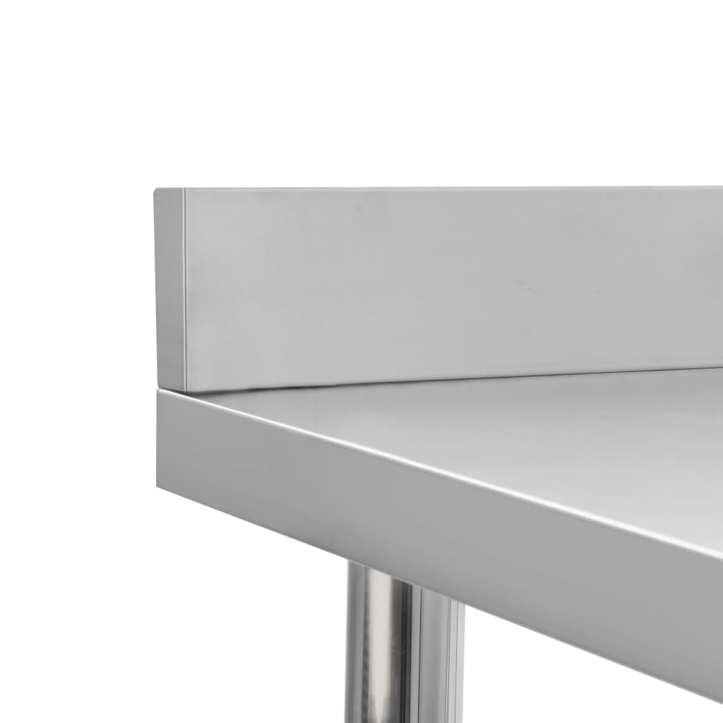 vidaXL Table de travail de cuisine avec dosseret 100x60x93 cm Inox - Image 5