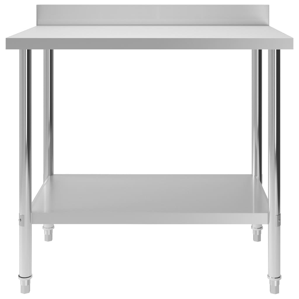 vidaXL Table de travail de cuisine avec dosseret 100x60x93 cm Inox - Image 3