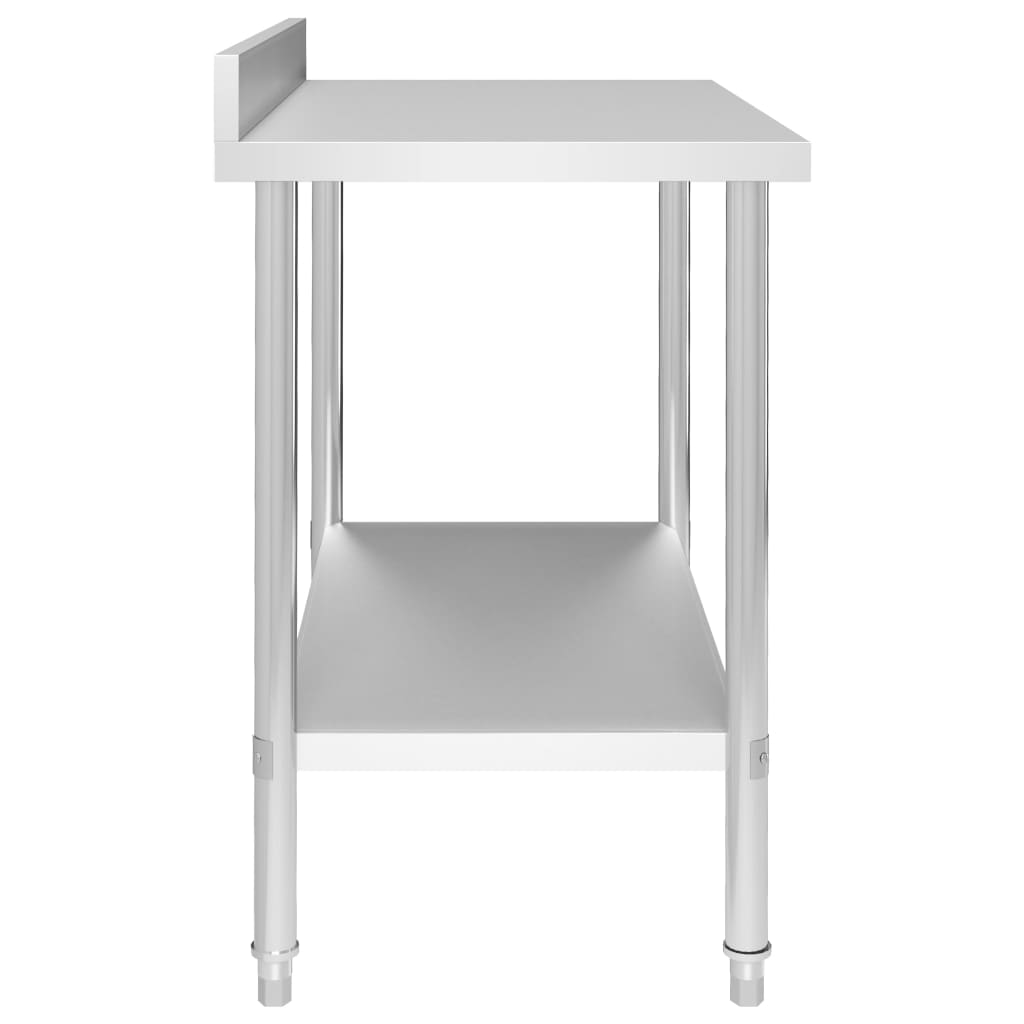 vidaXL Table de travail de cuisine avec dosseret 100x60x93 cm Inox - Image 4