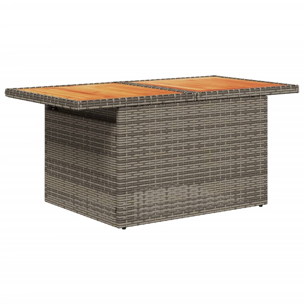 vidaXL Table de jardin gris 100x55x73 cm résine tressée et bois acacia - Image 4