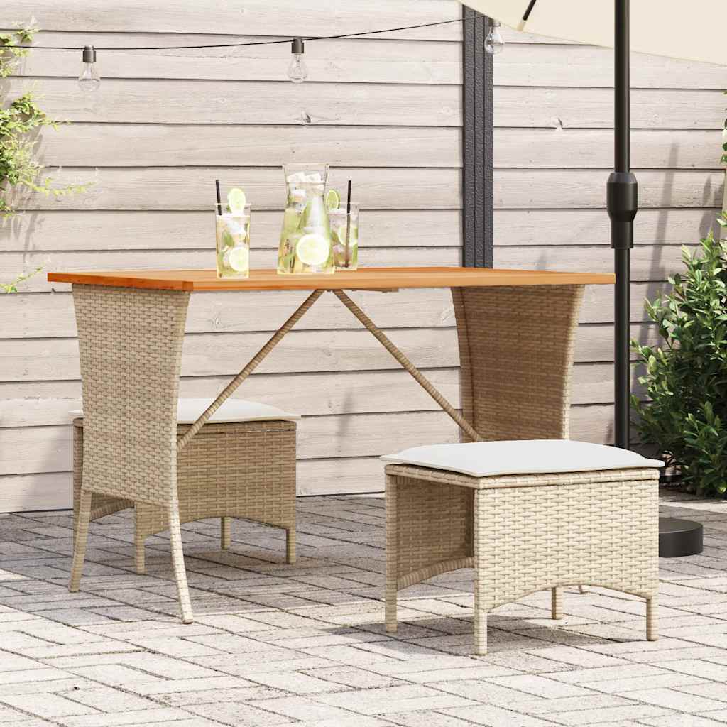 vidaXL Table de jardin avec dessus en bois d'acacia beige 105x75x72 cm
