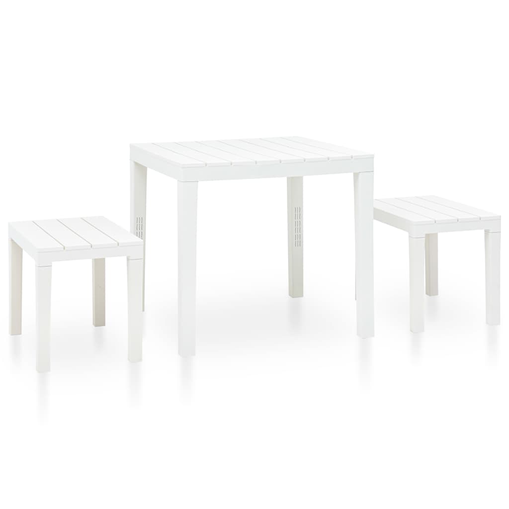 vidaXL Table de jardin avec 2 bancs Plastique Blanc