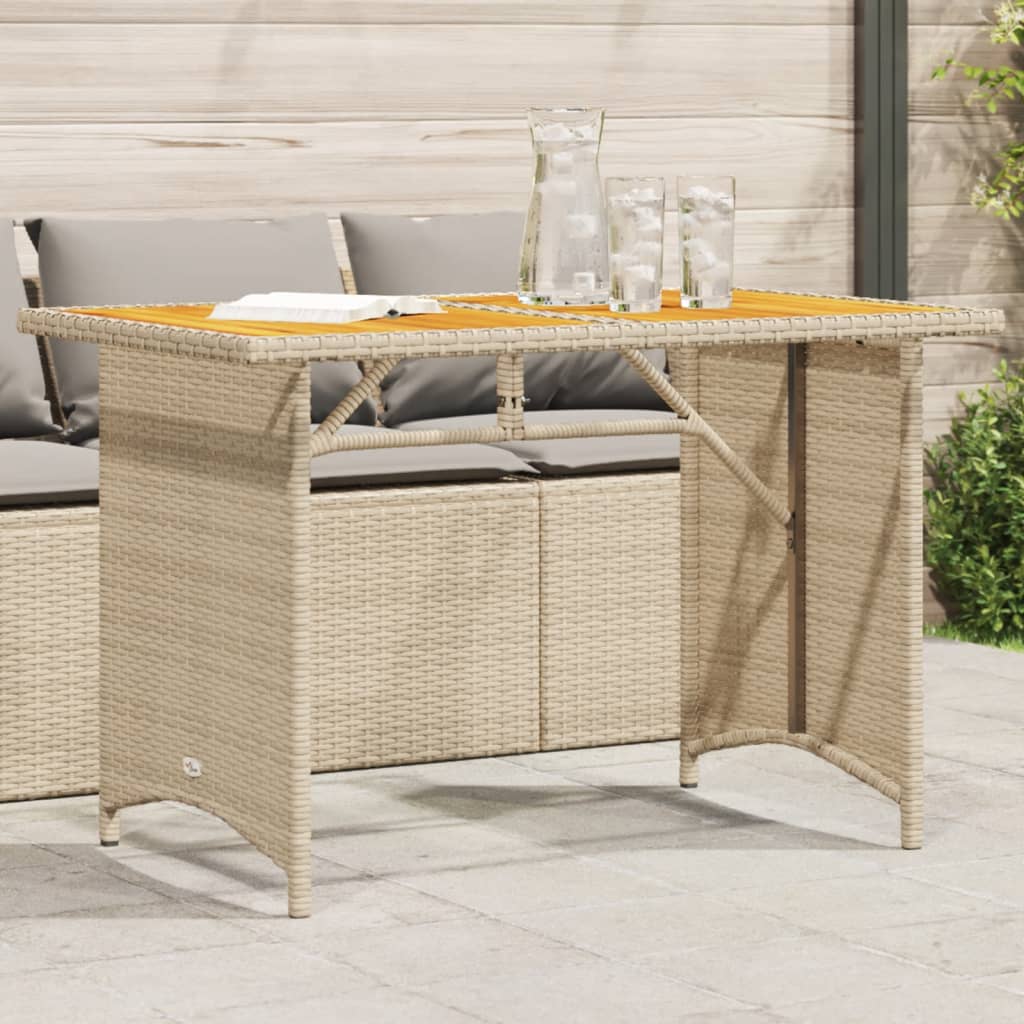 vidaXL Table de jardin avec dessus en bois noir 110x68x70 cm rotin
