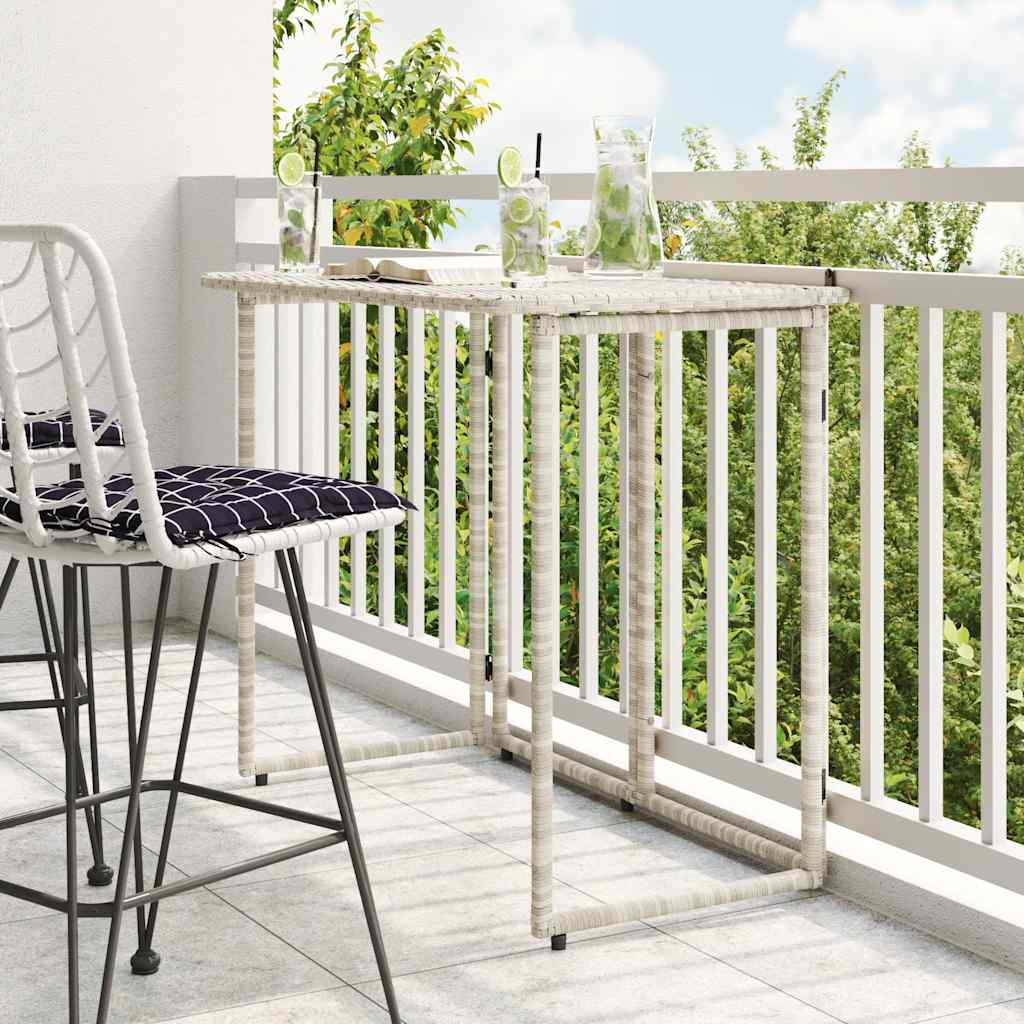 VidaXL Table de jardin pliante gris clair 90 x 51 x 75 cm polyrotin