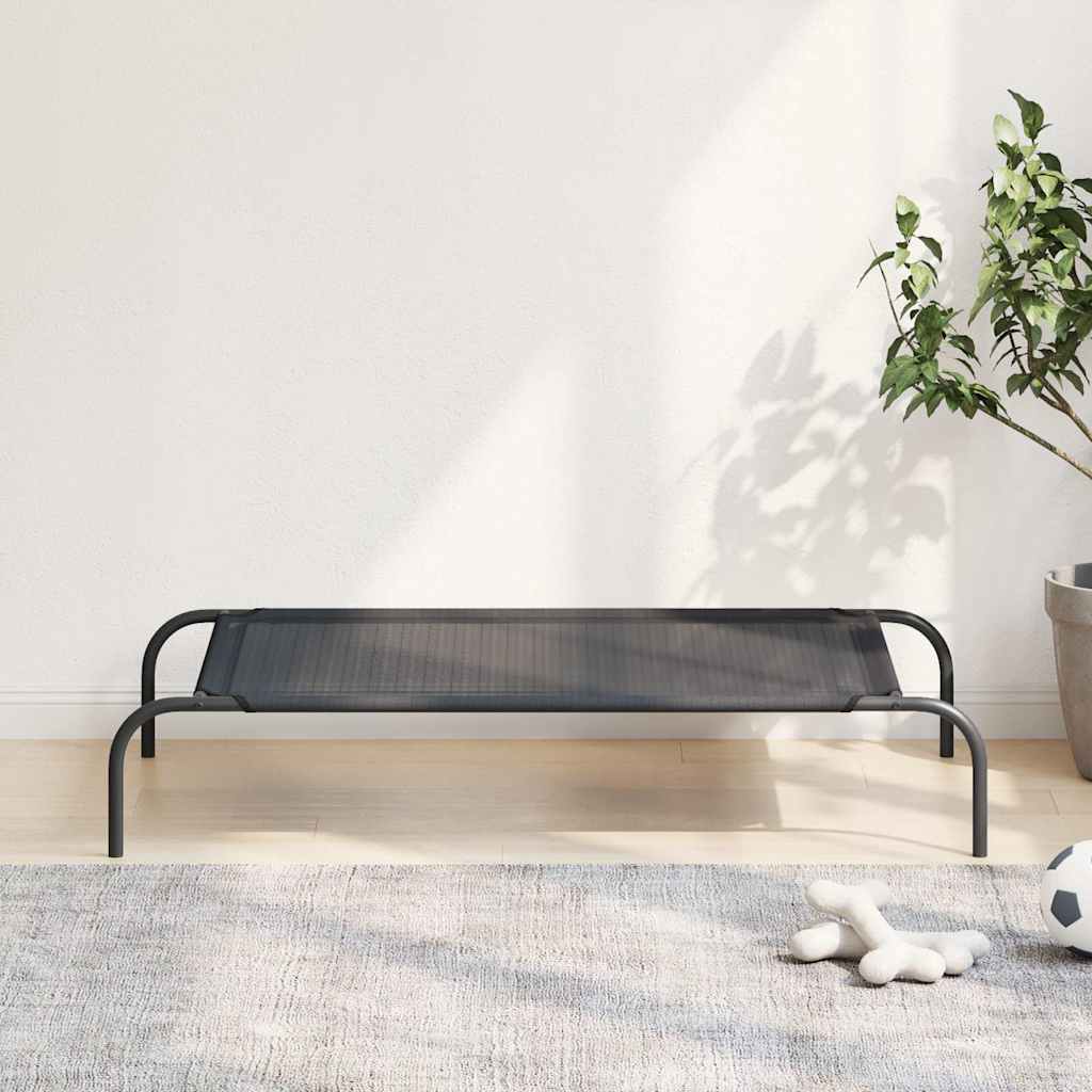 vidaXL Lit surélevé pour chien Noir L Textilène