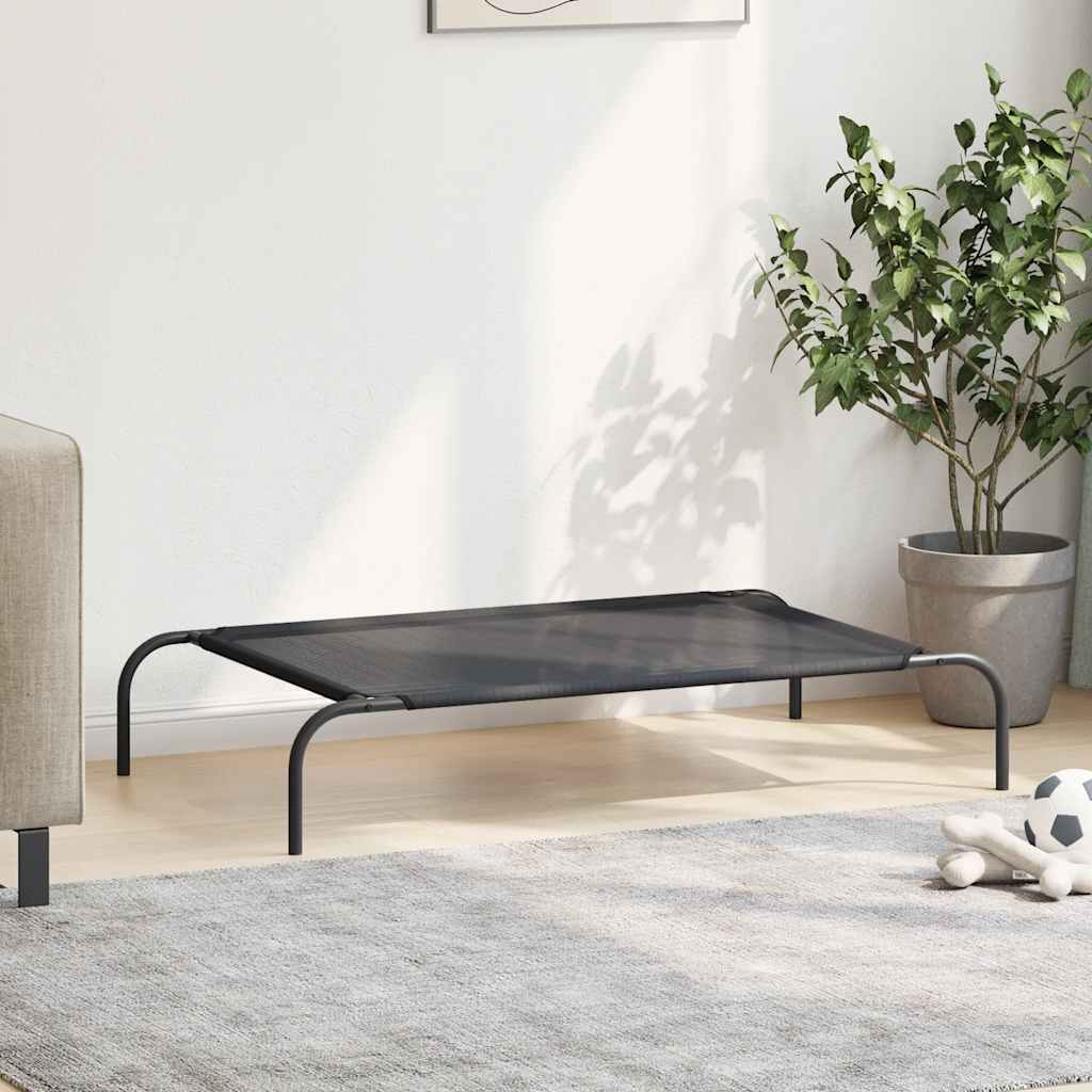vidaXL Lit surélevé pour chien Noir L Textilène - Image 3