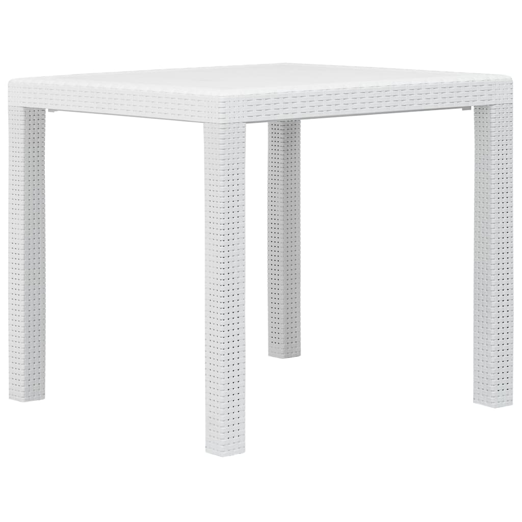 vidaXL Table de jardin Blanc 79x79x72 cm Plastique Aspect de rotin
