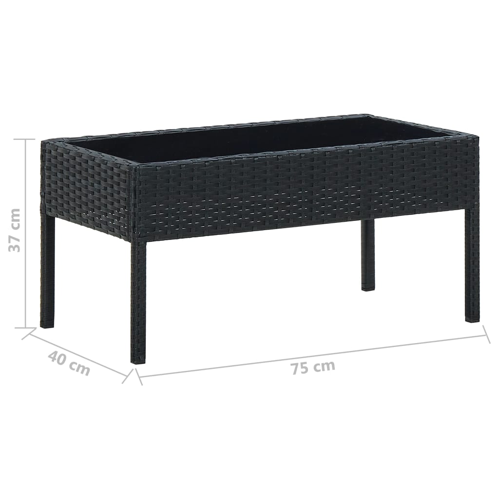 vidaXL Table de jardin Noir 75x40x37 cm Résine tressée - Image 5