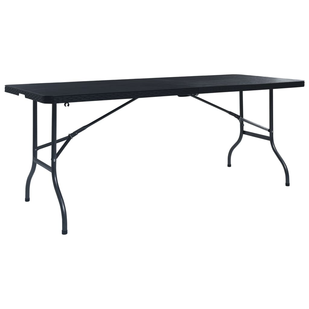 vidaXL Table pliable de jardin Noir 180x75x72 cm PEHD Imitation rotin