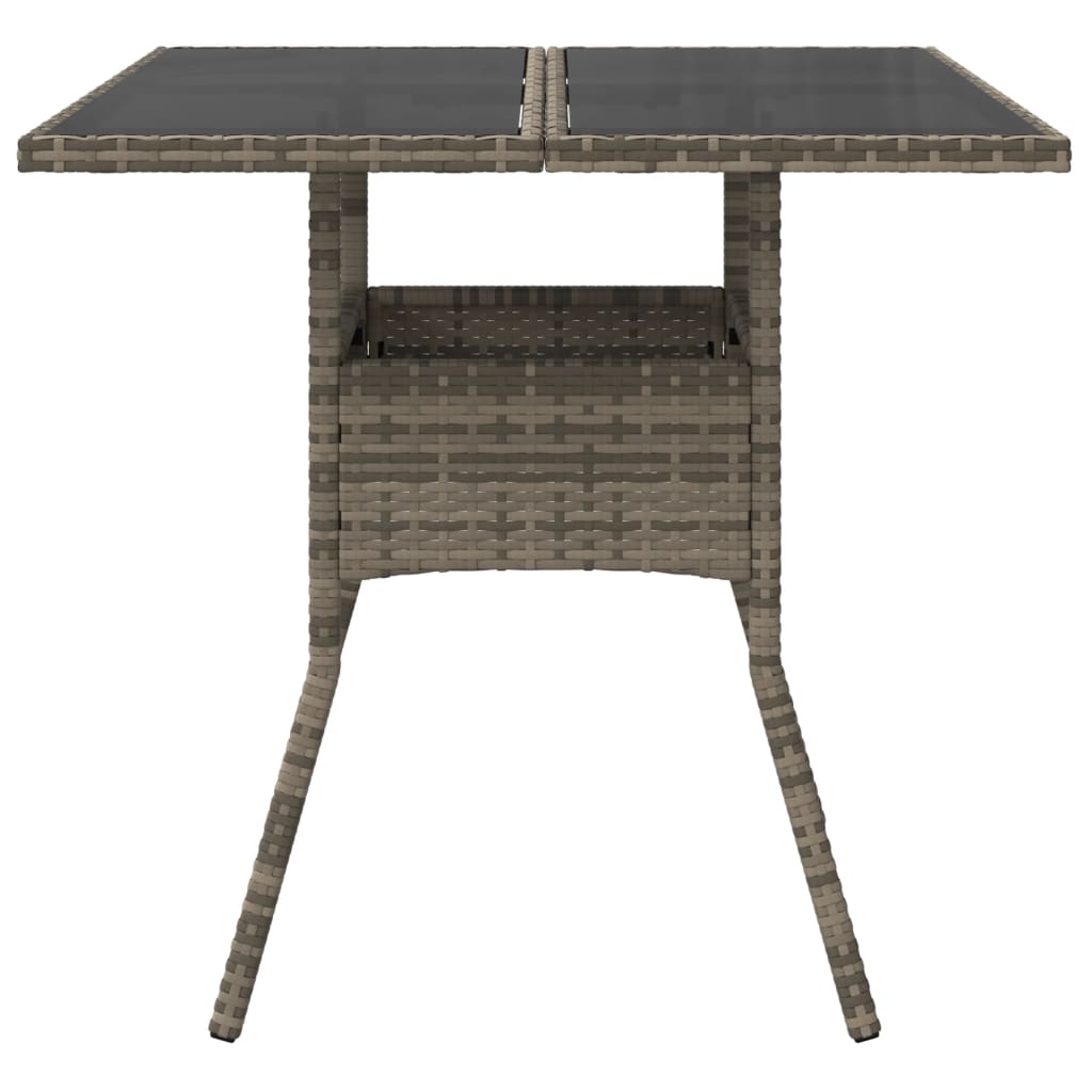 vidaXL Table de jardin dessus en verre gris 80x80x75 cm résine tressée - Image 4