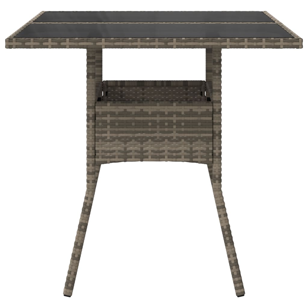 vidaXL Table de jardin dessus en verre gris 80x80x75 cm résine tressée - Image 5
