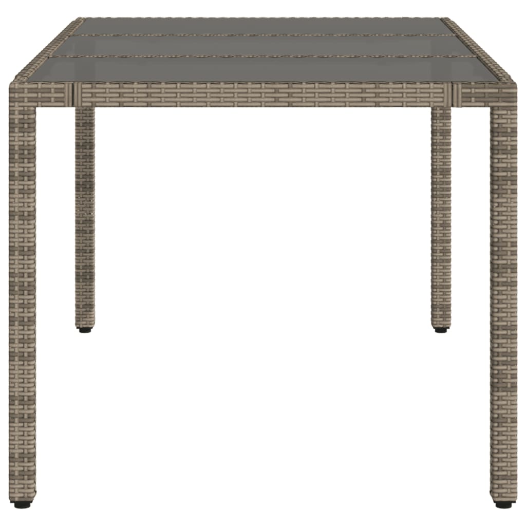 vidaXL Table de jardin dessus en verre Gris 150x90x75cm Résine tressée - Image 5