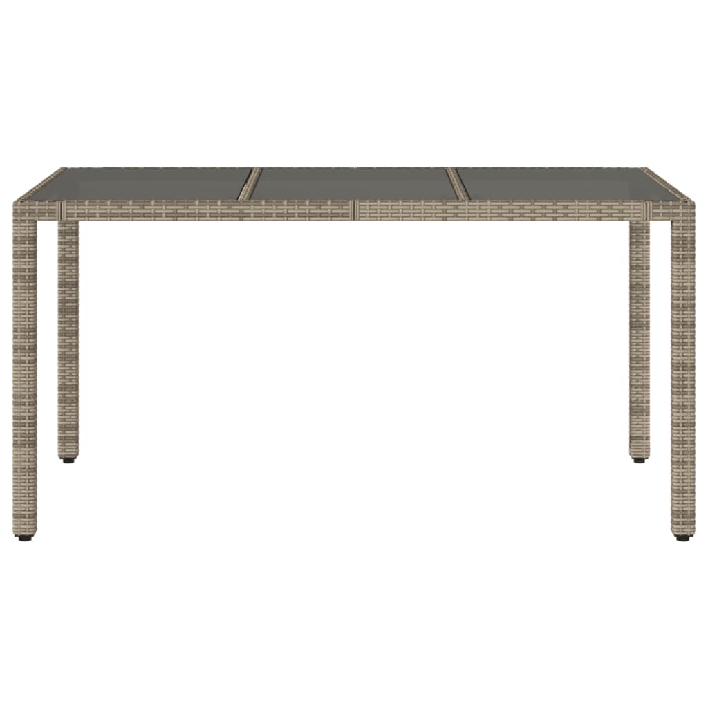 vidaXL Table de jardin dessus en verre Gris 150x90x75cm Résine tressée - Image 4