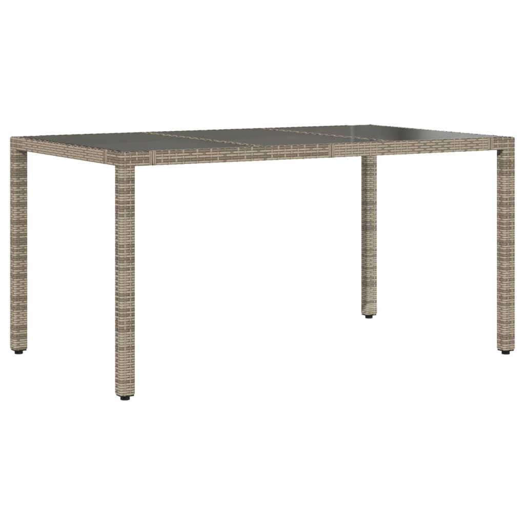 vidaXL Table de jardin dessus en verre Gris 150x90x75cm Résine tressée - Image 6