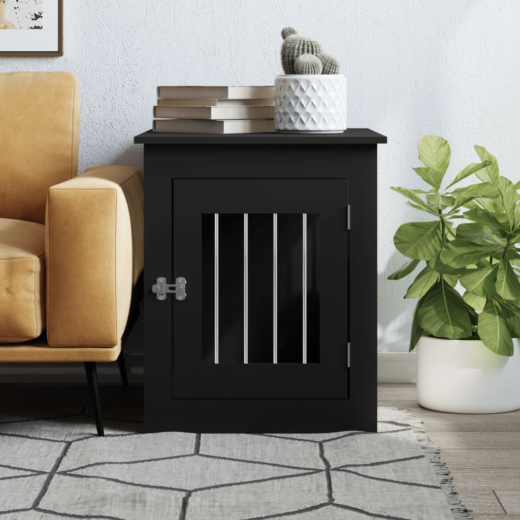 vidaXL Meuble de cage pour chiens noir 55x75x65 cm bois d'ingénierie - Image 3