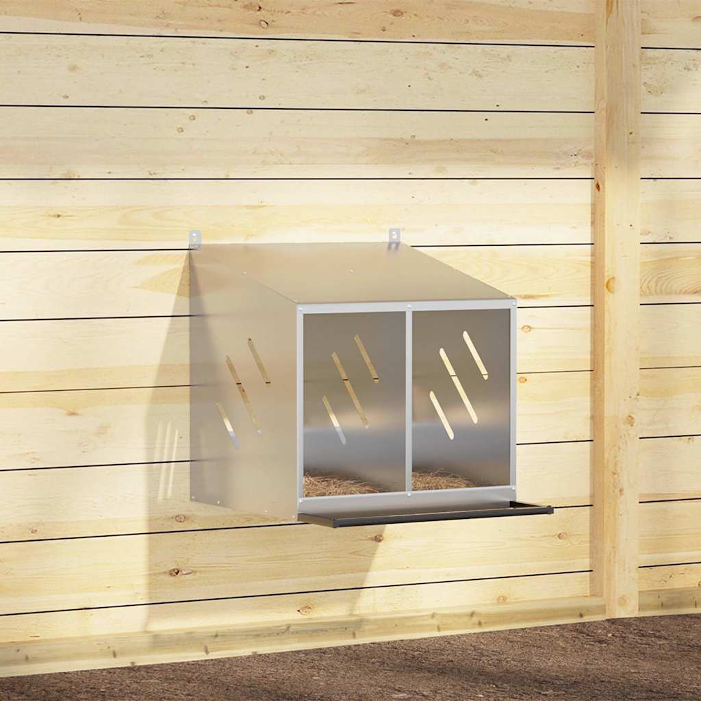 vidaXL Nichoir de poules avec 2 compartiments métal argenté galvanisé
