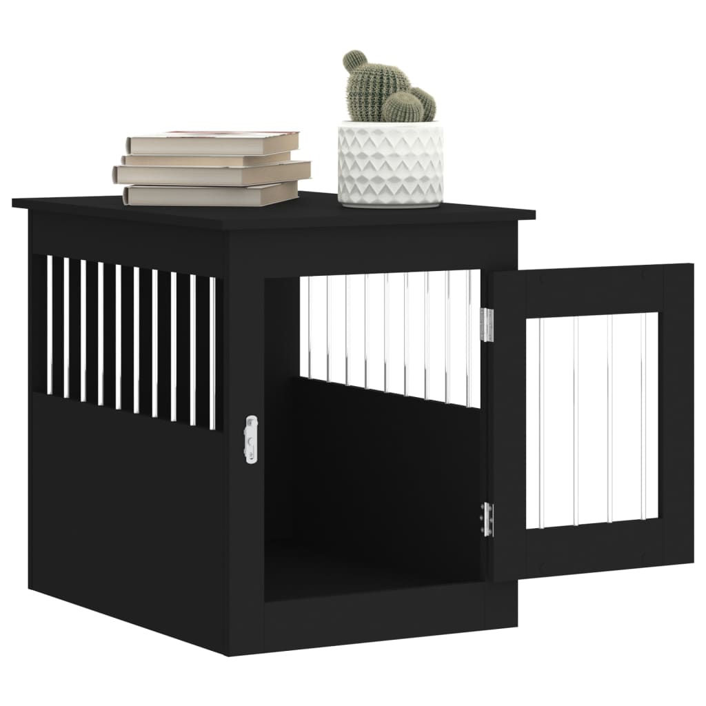 vidaXL Meuble de cage pour chiens noir 55x75x65 cm bois d'ingénierie - Image 5