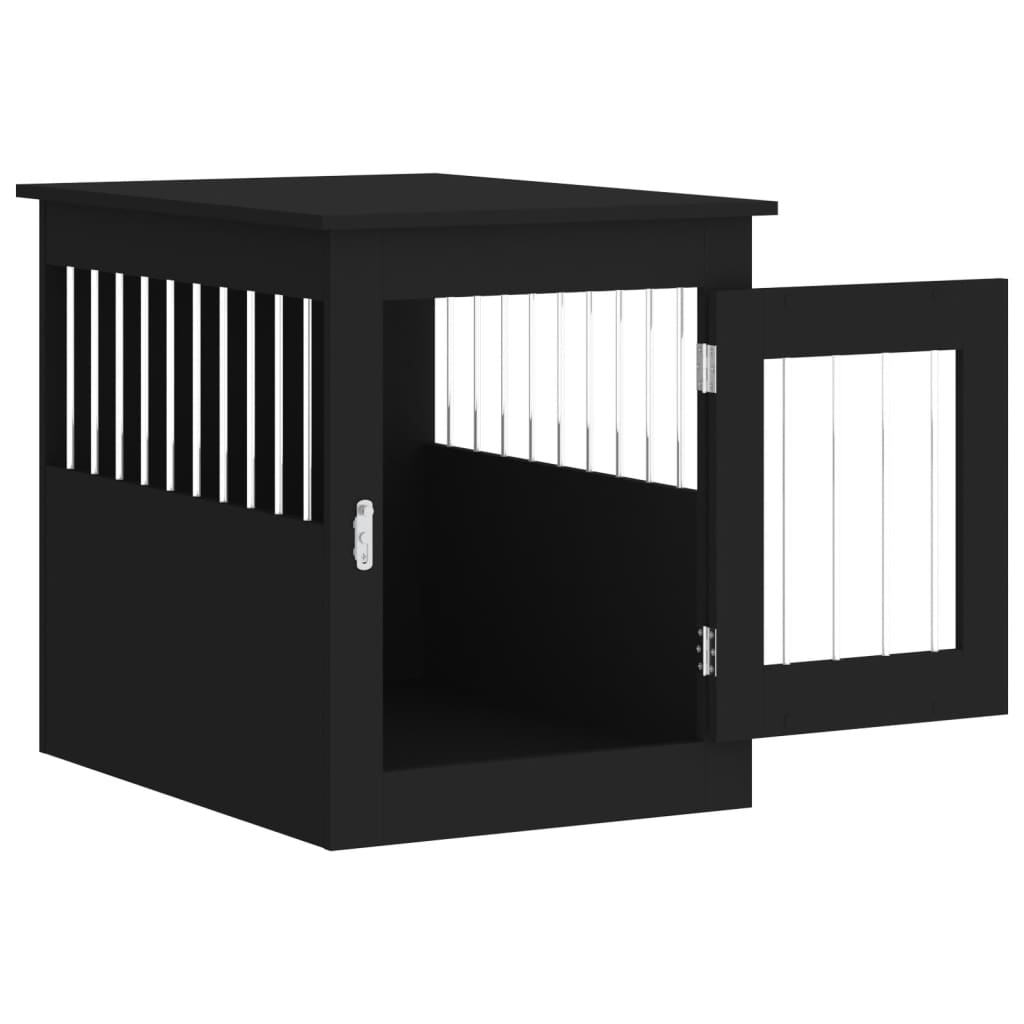 vidaXL Meuble de cage pour chiens noir 55x75x65 cm bois d'ingénierie - Image 6