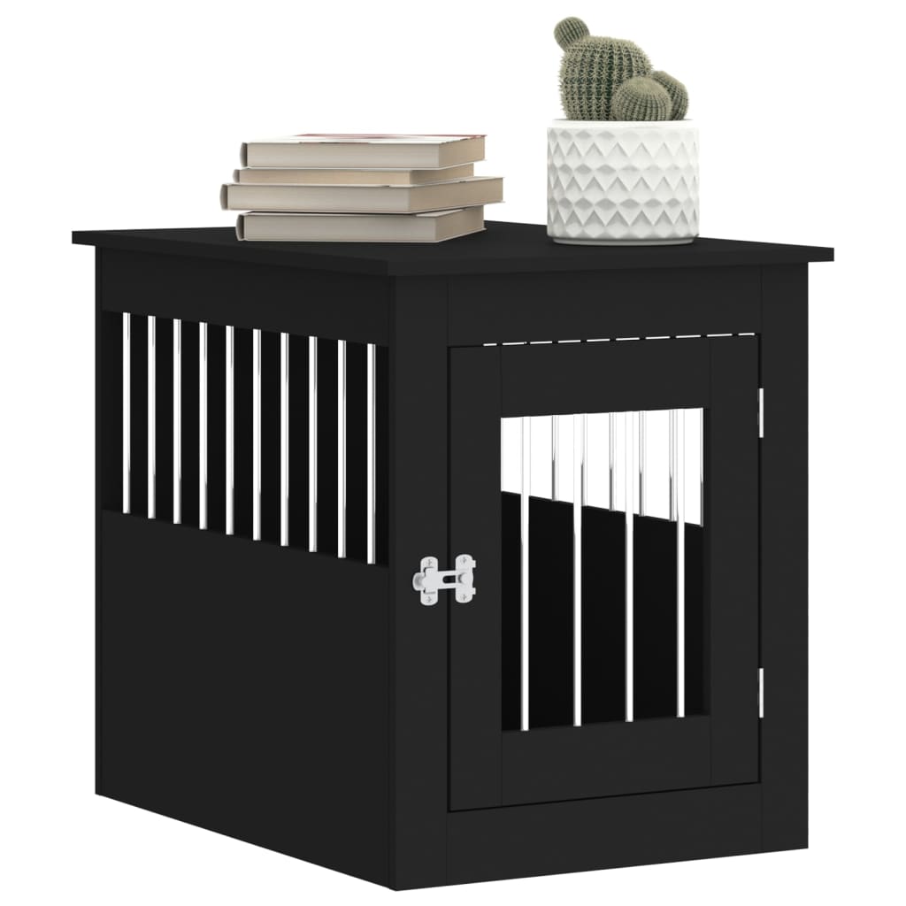 vidaXL Meuble de cage pour chiens noir 55x75x65 cm bois d'ingénierie - Image 4