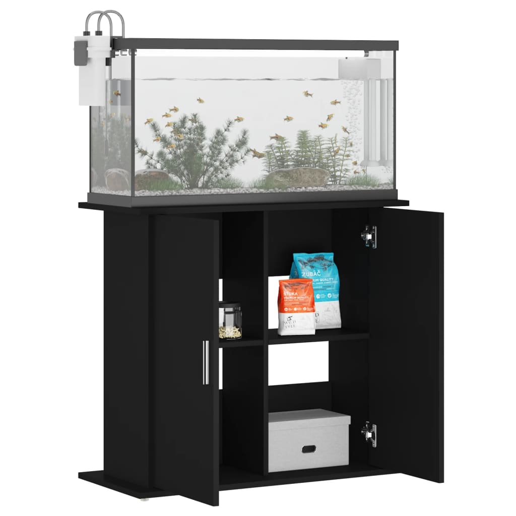 vidaXL Support pour aquarium noir 81x36x73 cm bois d'ingénierie - Image 4