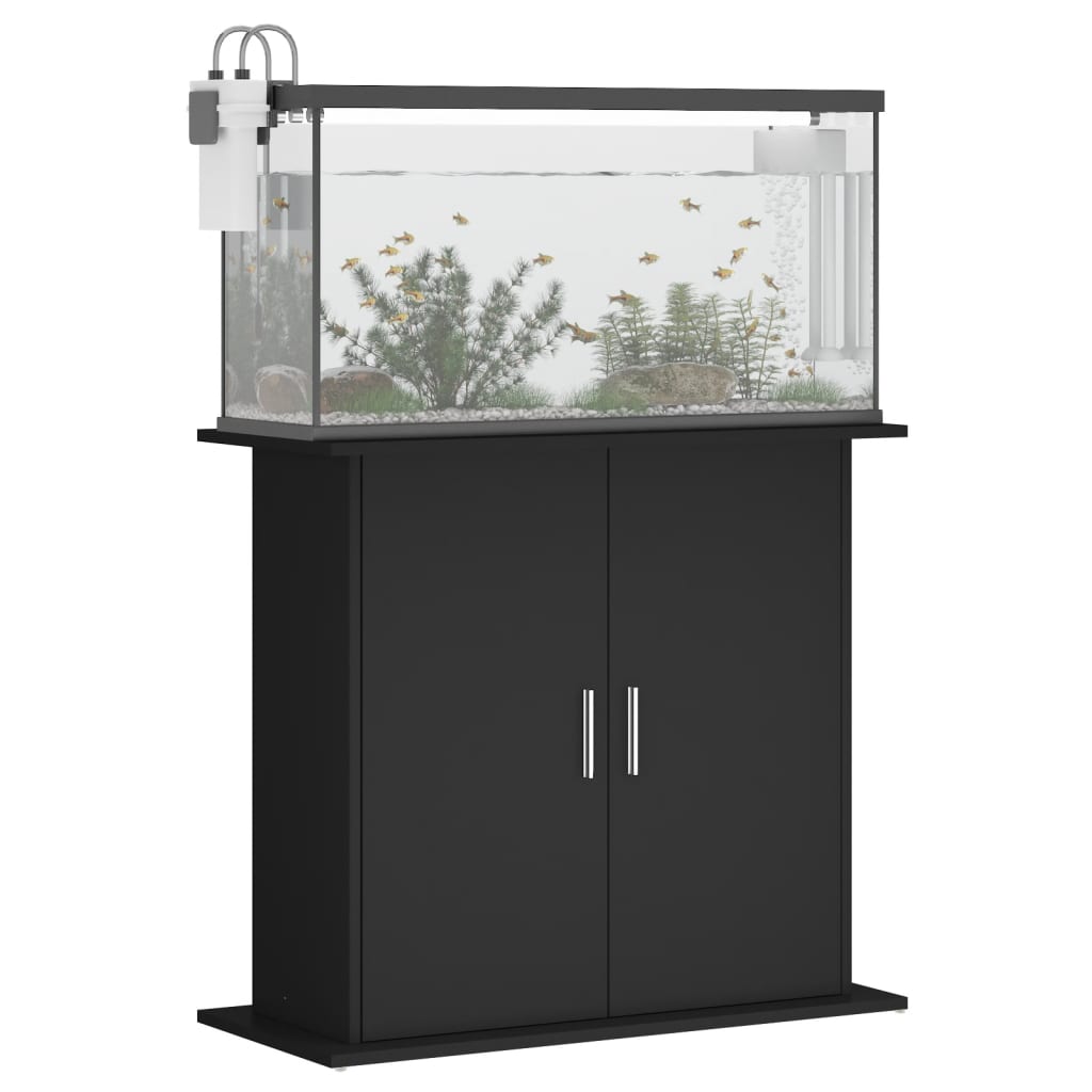 vidaXL Support pour aquarium noir 81x36x73 cm bois d'ingénierie - Image 3