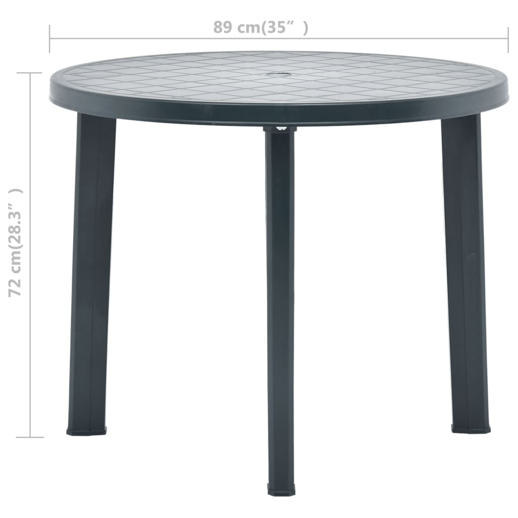 vidaXL Table de jardin Vert 89 cm Plastique - Image 6