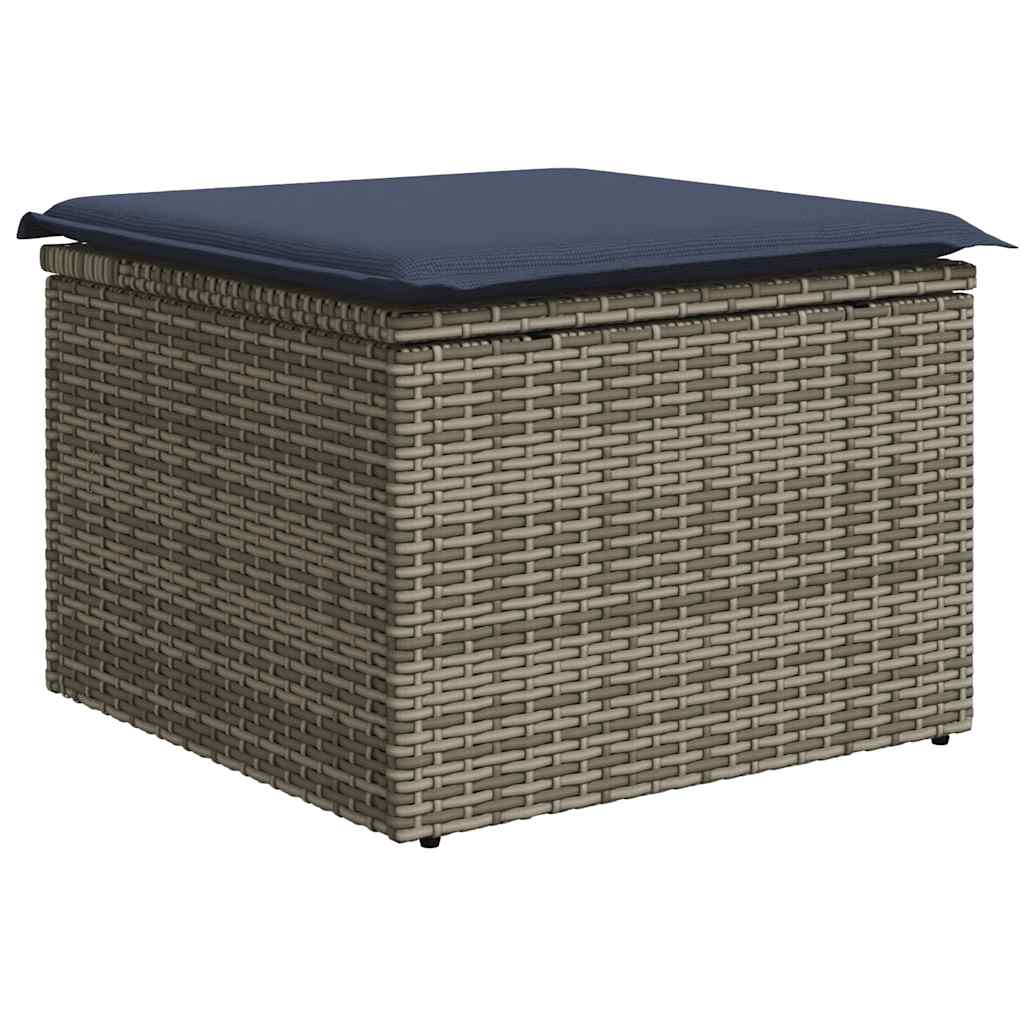 vidaXL Salon de jardin avec coussins 7 pcs gris résine tressée acacia - Image 6