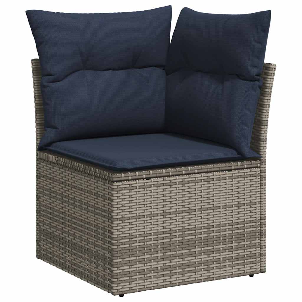 vidaXL Salon de jardin avec coussins 7 pcs gris résine tressée acacia - Image 4
