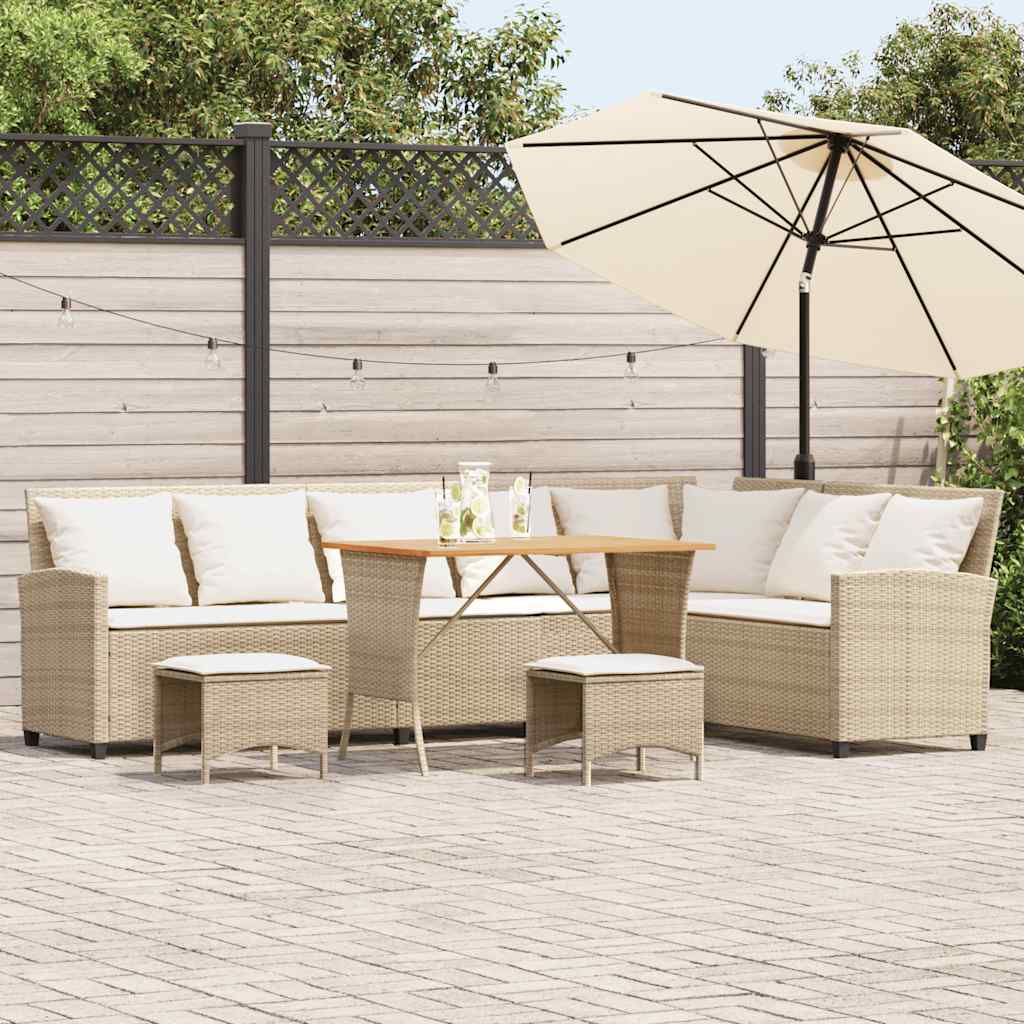 vidaXL Salon de jardin avec coussins forme de L 4 pcs beige polyrotin