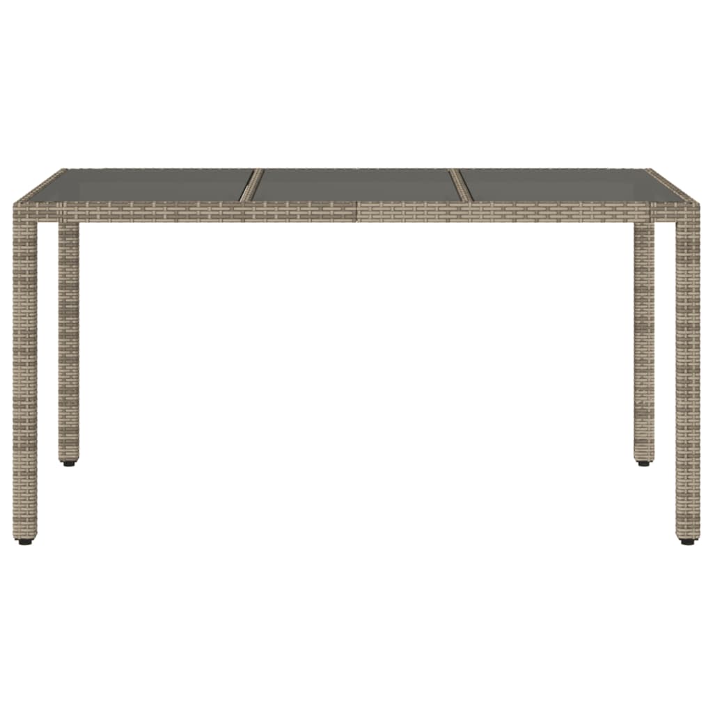 vidaXL Table de jardin dessus en verre Gris 150x90x75cm Résine tressée - Image 4