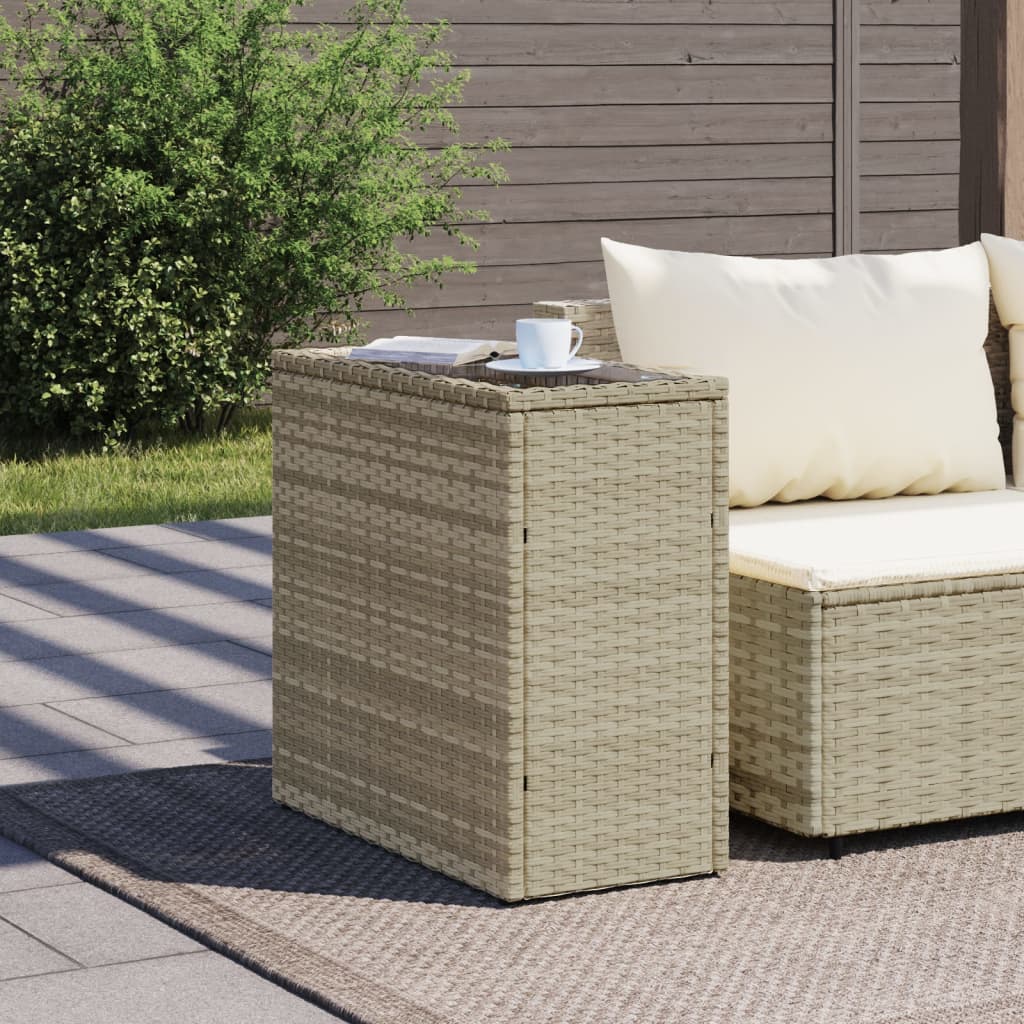 vidaXL Table d'appoint de jardin avec dessus en verre gris clair rotin - Image 3