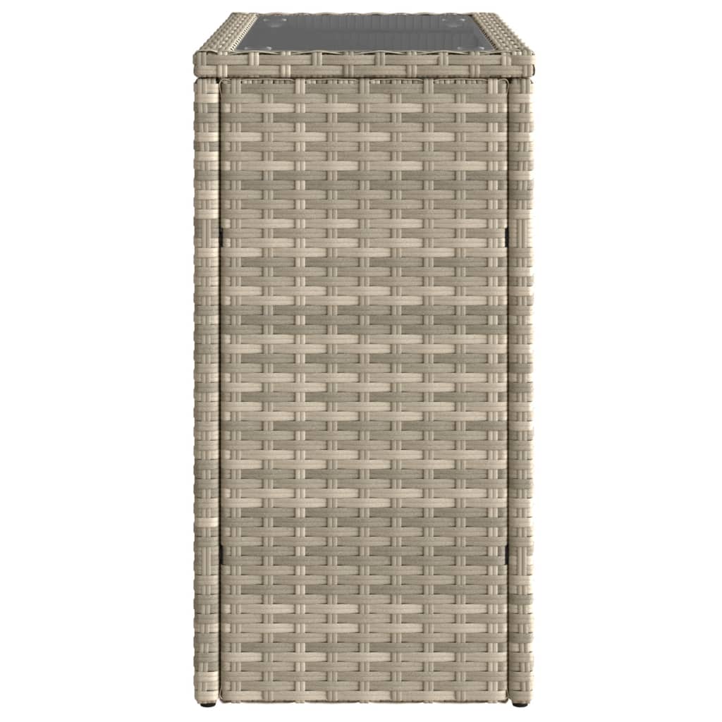 vidaXL Table d'appoint de jardin avec dessus en verre gris clair rotin - Image 5