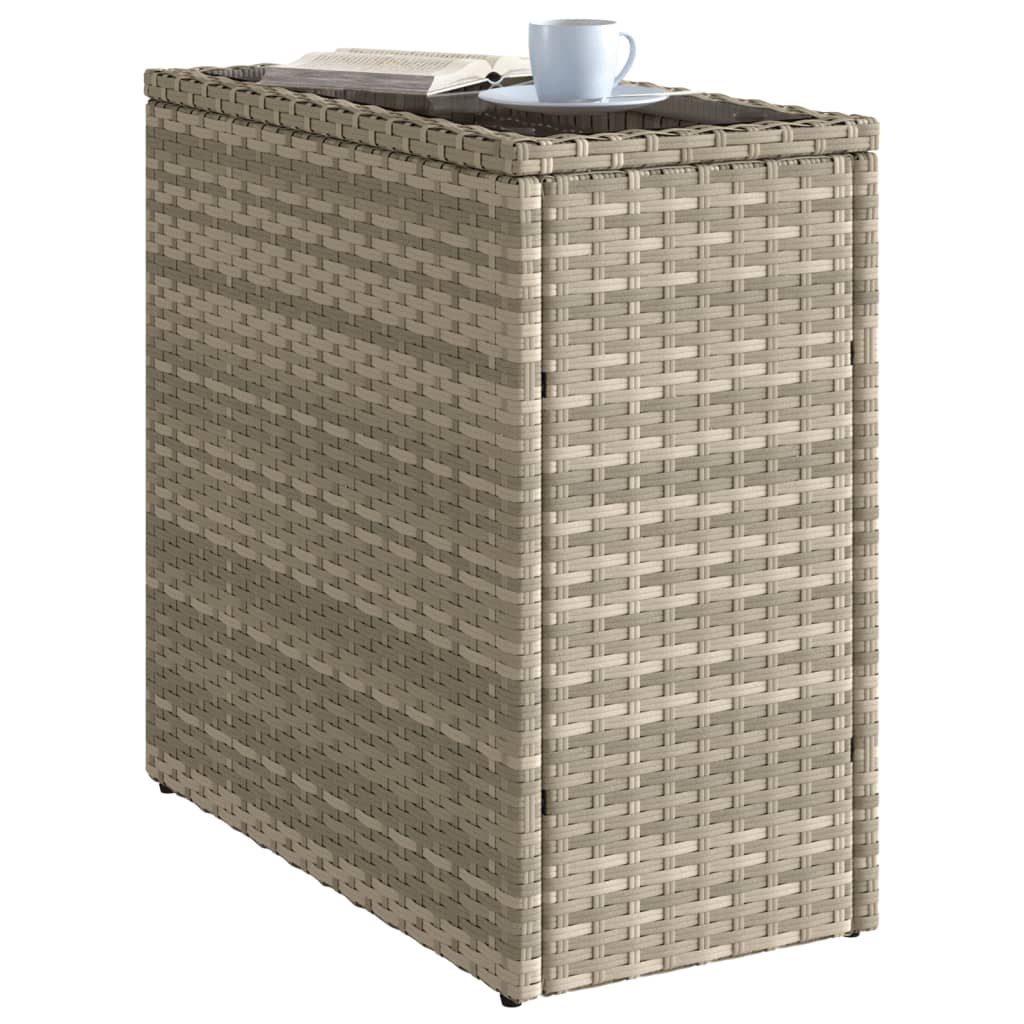 vidaXL Table d'appoint de jardin avec dessus en verre gris clair rotin - Image 4