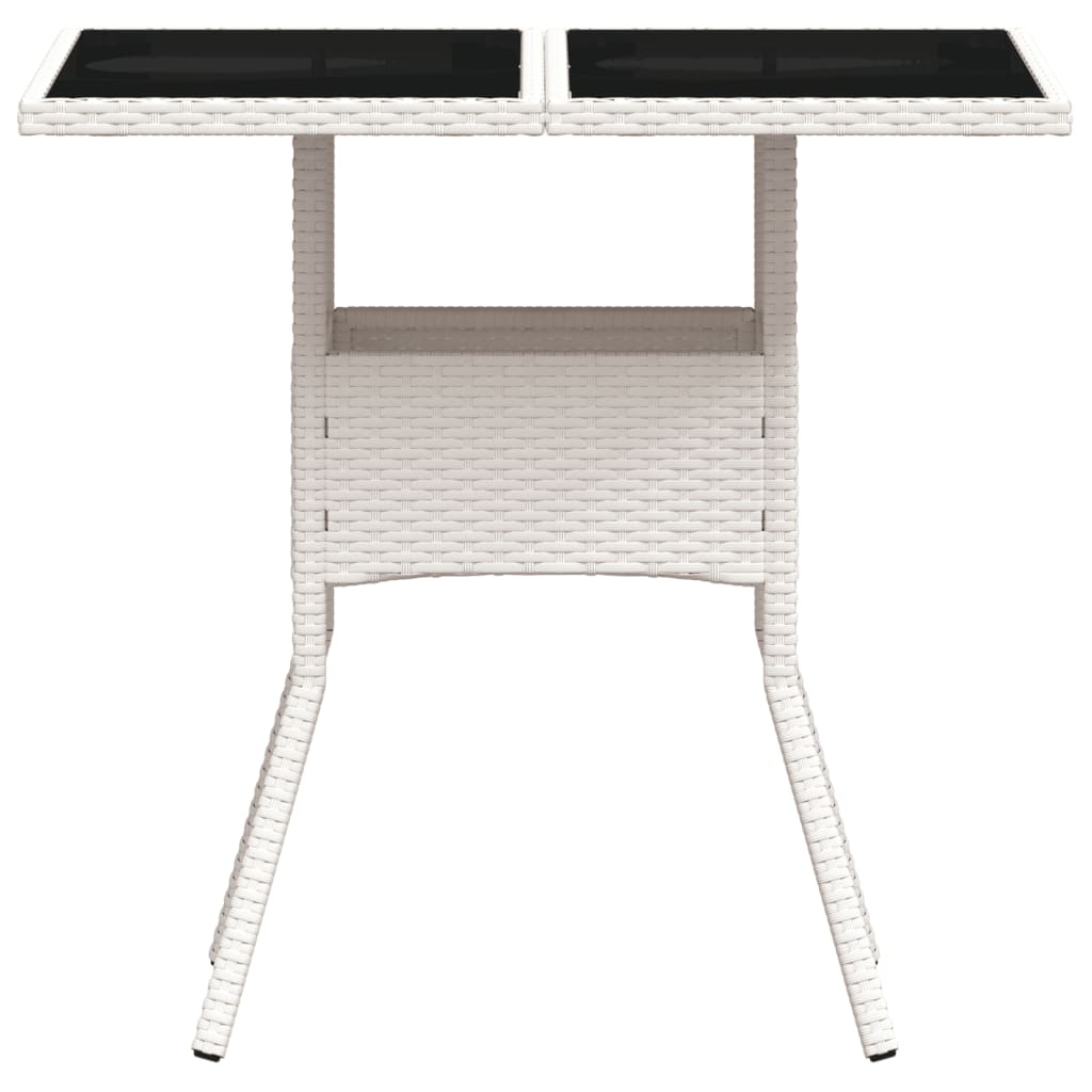 vidaXL Table de jardin dessus en verre blanc 80x80x75cm résine tressée - Image 5