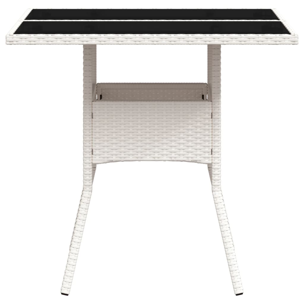 vidaXL Table de jardin dessus en verre blanc 80x80x75cm résine tressée - Image 6
