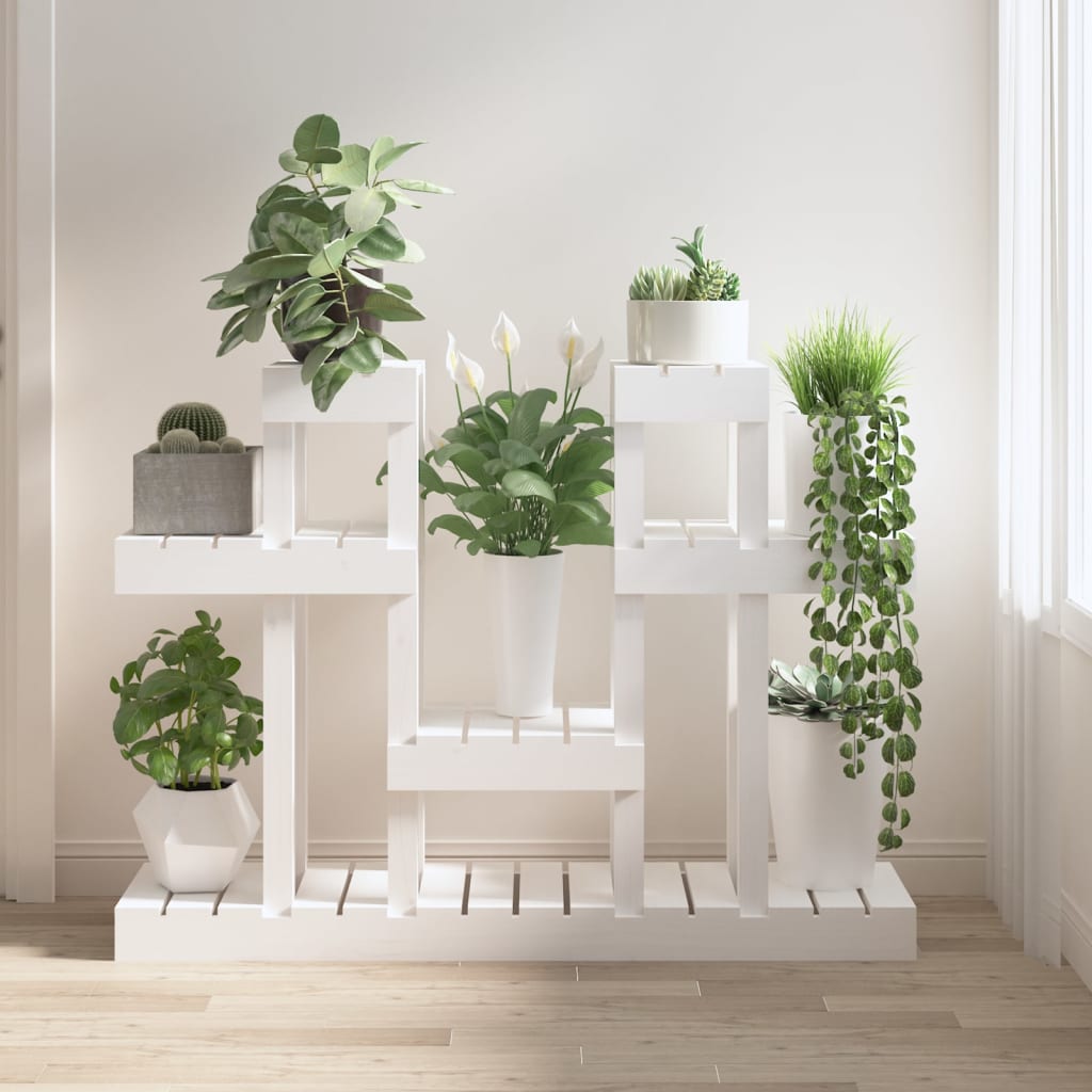 vidaXL Support à plantes Blanc 104,5x25x77,5 cm Bois massif de pin