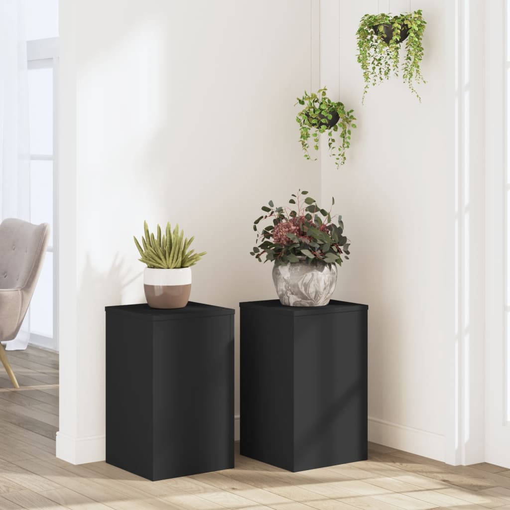 vidaXL Supports pour plantes 2 pcs noir 30x30x50 cm bois d'ingénierie