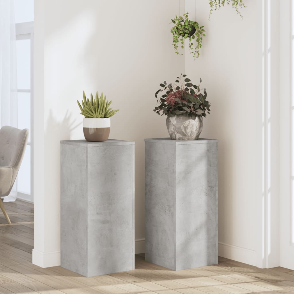 vidaXL Supports pour plantes 2 pcs gris béton bois d'ingénierie