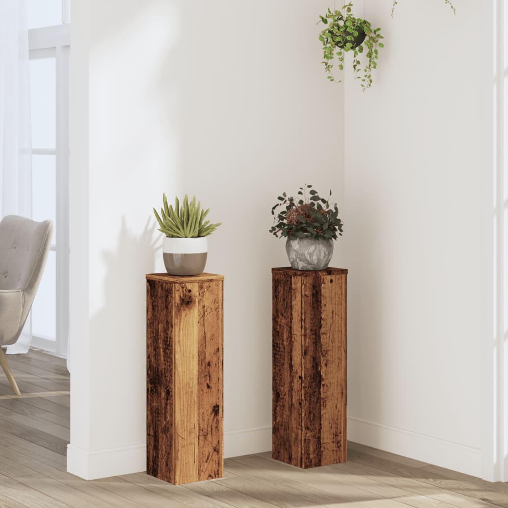 vidaXL Supports pour plantes 2 pcs vieux bois bois d'ingénierie