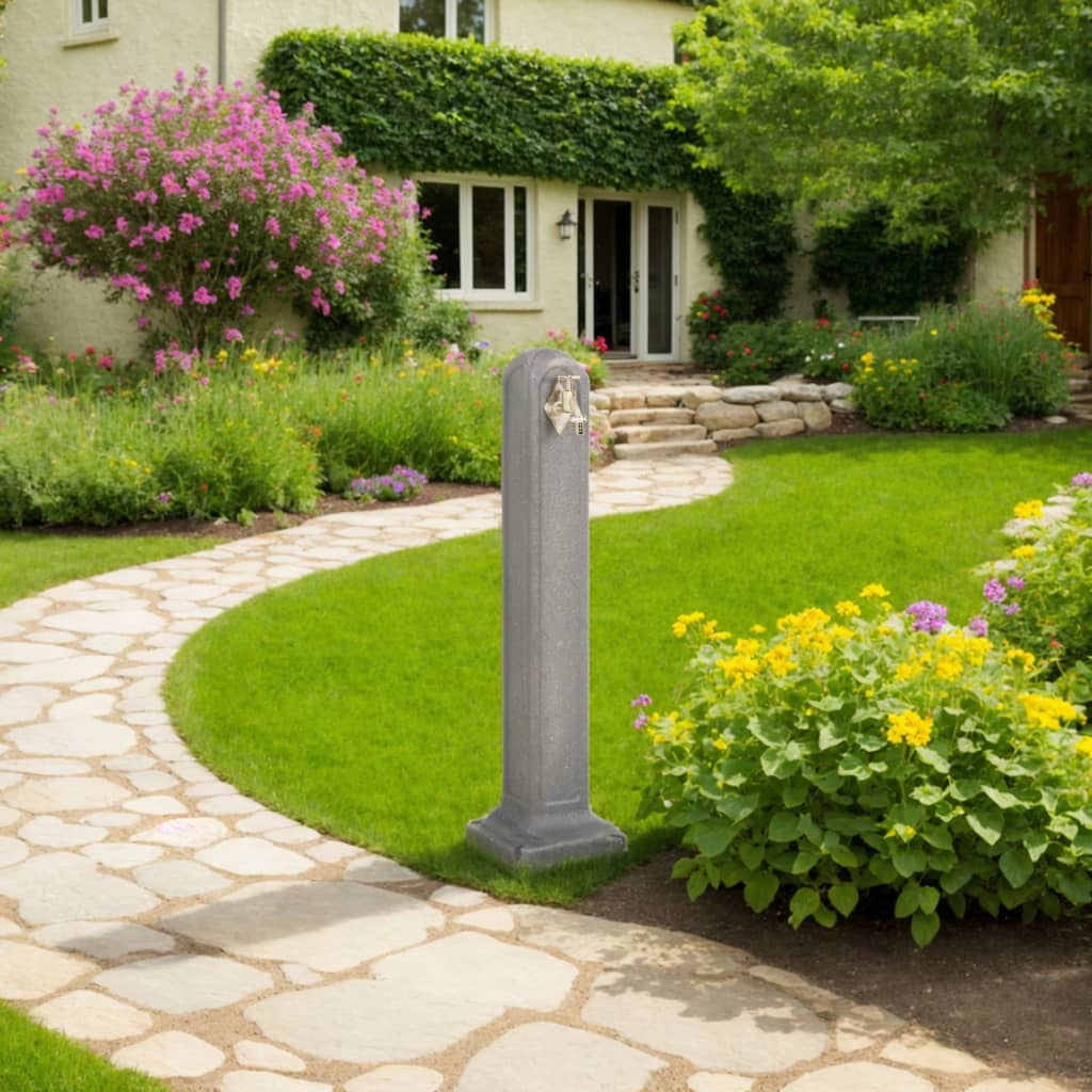vidaXL Réservoir de jardin avec robinet Gris clair Aspect de pierre