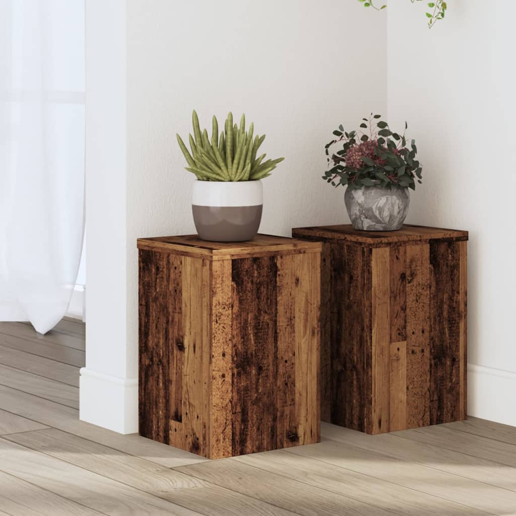 vidaXL Supports pour plantes 2 pcs vieux bois bois d'ingénierie